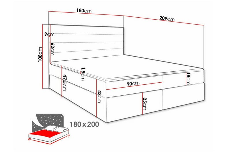 Bandon Sengeramme 180x200 cm - Beige Krem - Sengeramme & sengestamme