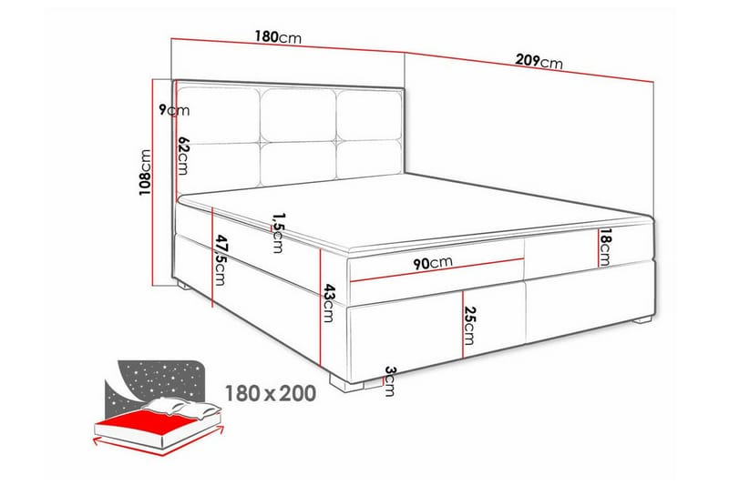 Bandon Sengeramme 180x200 cm - Beige - Sengeramme & sengestamme