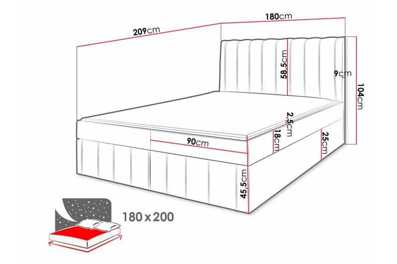 Bandon Sengeramme 180x200 cm - Beige - Møbler - Senger - Sengeramme & sengestamme