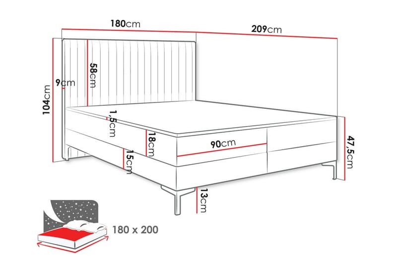 Bandon Sengeramme 180x200 cm - Beige - Sengeramme & sengestamme