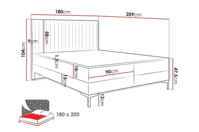 Bandon Sengeramme 180x200 cm - Turkis - Møbler - Senger - Sengeramme & sengestamme