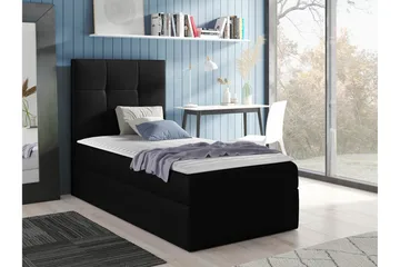 Boisdale Sengepakke 100x200 cm med Sengegavl + Overmadrass med Fasthetsgrad Medium - Svart - Møbler - Senger - Sengeramme & sengestamme