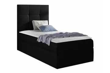 Boisdale Sengepakke 100x200 cm med Sengegavl + Overmadrass med Fasthetsgrad Medium - Svart - Møbler - Senger - Sengeramme & sengestamme