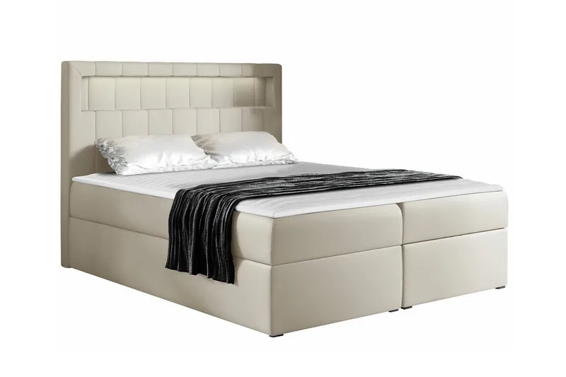 Boisdale Sengepakke 140x200 cm med Sengegavl + Overmadrass med Fasthetsgrad Medium, Beige