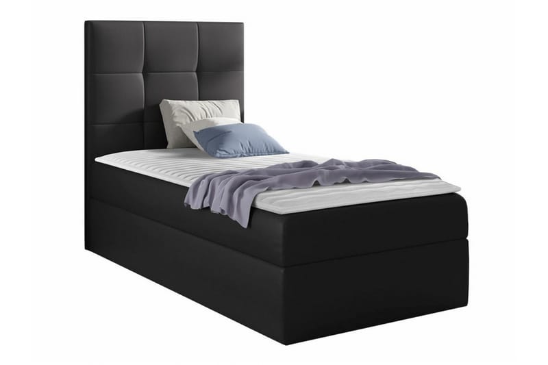 Boisdale Sengepakke 80x200 cm med Sengegavl + Overmadrass med Fasthetsgrad Medium, Svart
