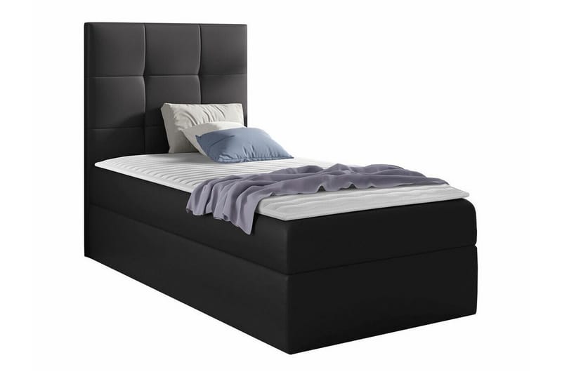 Boisdale Sengepakke med Oppbevaring 100x200 cm med Sengegavl + Overmadrass, Svart
