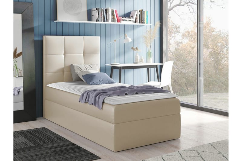Boisdale Sengepakke med Oppbevaring 80x200 cm med Sengegavl + Overmadrass - Beige - Møbler - Senger - Sengeramme & sengestamme