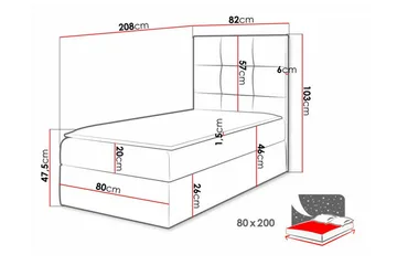 Boisdale Sengepakke med Oppbevaring 80x200 cm med Sengegavl + Overmadrass - Beige - Møbler - Senger - Sengeramme & sengestamme