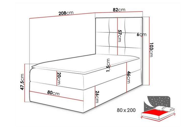 Boisdale Sengepakke med Oppbevaring 80x200 cm med Sengegavl + Overmadrass - Brun - Møbler - Senger - Sengeramme & sengestamme