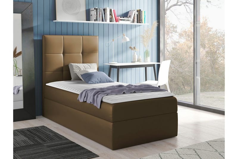 Boisdale Sengepakke med Oppbevaring 80x200 cm med Sengegavl + Overmadrass - Brun - Møbler - Senger - Sengeramme & sengestamme