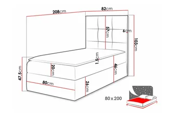 Boisdale Sengepakke med Oppbevaring 80x200 cm med Sengegavl + Overmadrass - Rød - Møbler - Senger - Sengeramme & sengestamme