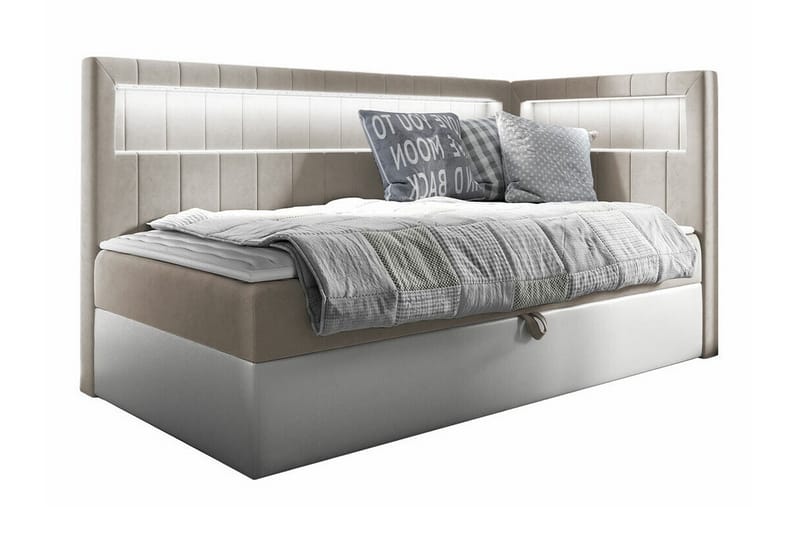 Boisdale Sengeramme 100x200 cm - Beige/Hvit - Møbler - Senger - Sengeramme & sengestamme