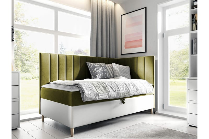 Boisdale Sengeramme 100x200 cm - Grønn/Hvit - Møbler - Senger - Sengeramme & sengestamme