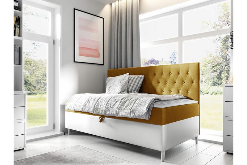 Boisdale Sengeramme 100x200 cm - Gul/Hvit - Møbler - Senger - Sengeramme & sengestamme