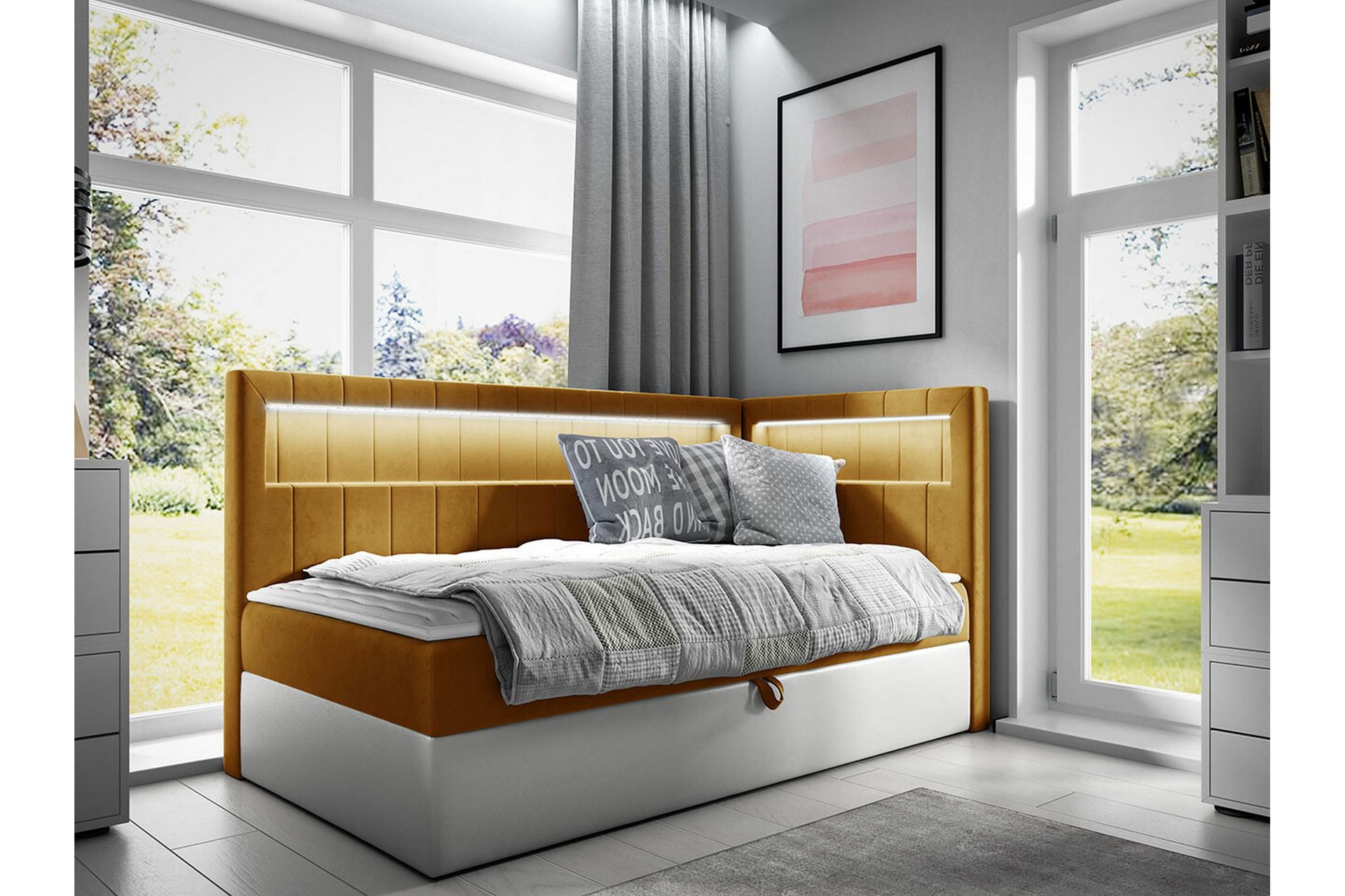Boisdale Sengeramme 100x200 cm - Gul/Hvit - Møbler - Senger - Sengeramme & sengestamme
