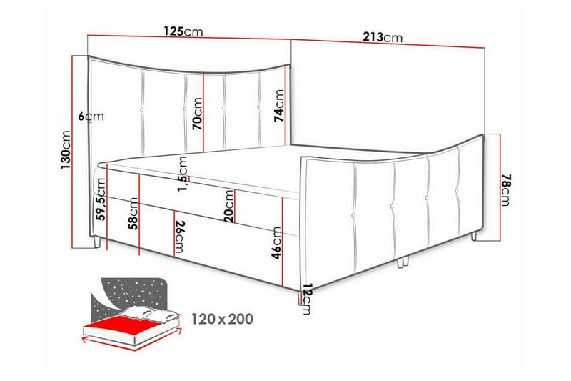 Boisdale Sengeramme 120x200 cm - Rød - Møbler - Senger - Sengeramme & sengestamme
