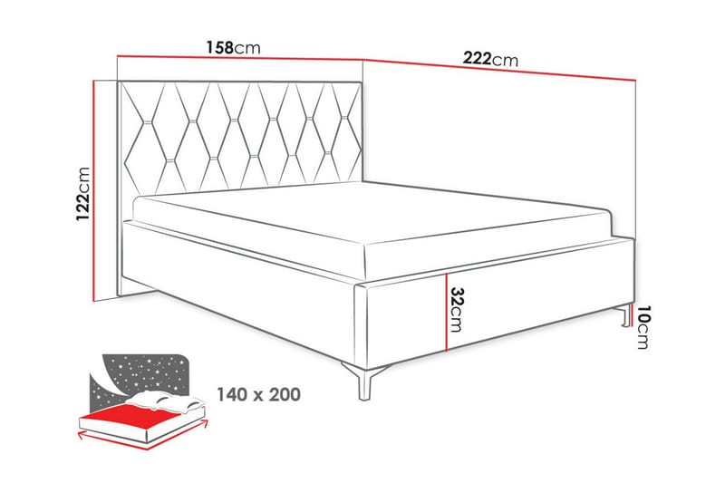 Boisdale Sengeramme 140x200 cm - Beige - Sengeramme & sengestamme