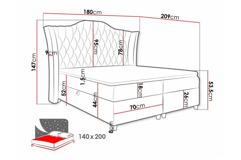 Boisdale Sengeramme 140x200 cm - Beige/Lys Beige - Sengeramme & sengestamme