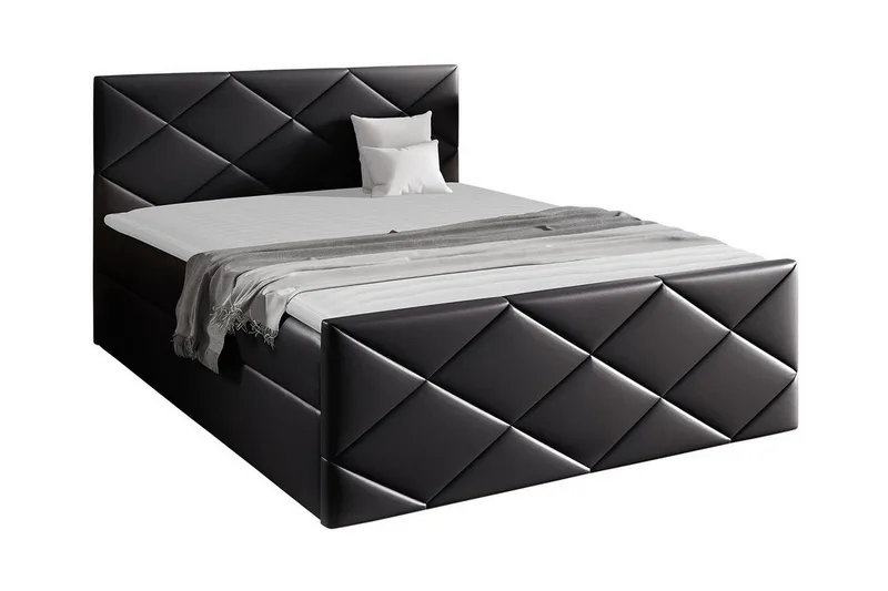 Boisdale Sengeramme 140x200 cm i Kunstlær med Fasthetsgrad Medium, Svart