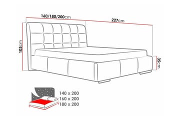 Boisdale Sengeramme 140x200 cm i Stoff med Oppbevaring og Sengegavl - Svart - Møbler - Senger - Sengeramme & sengestamme