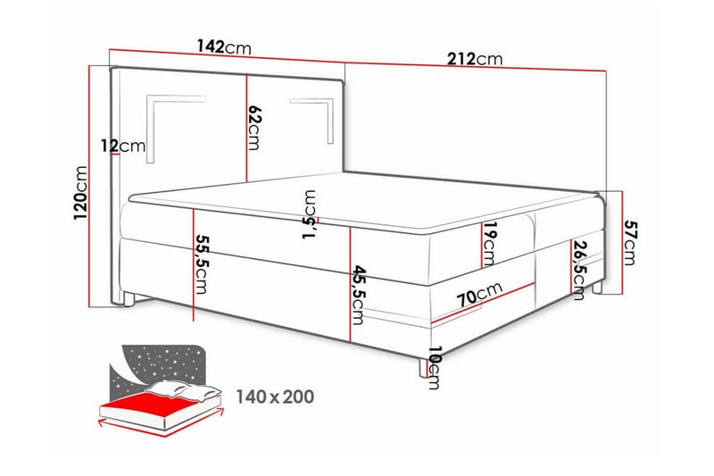 Boisdale Sengeramme 140x200 cm - Svart - Sengeramme & sengestamme