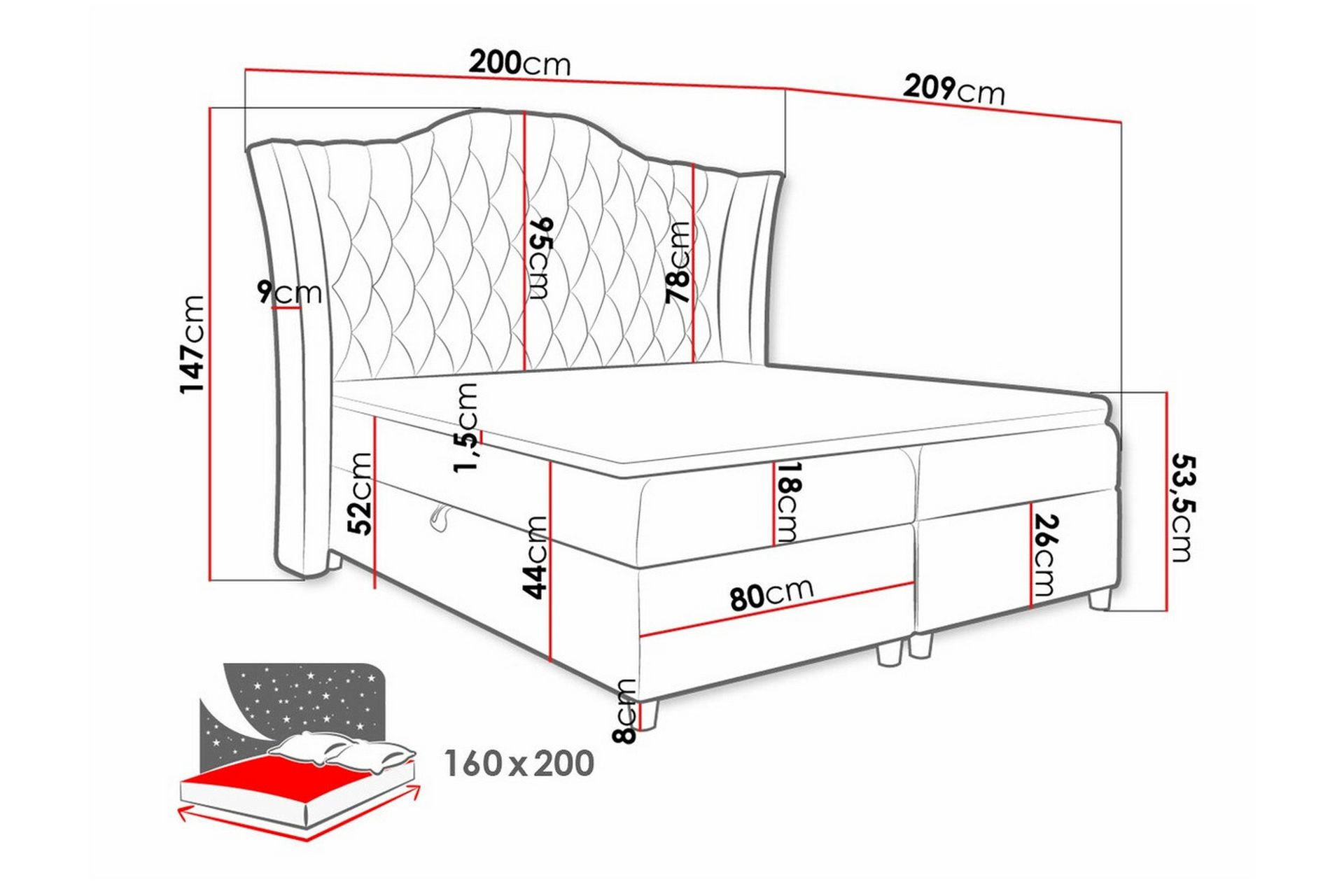Boisdale Sengeramme 160x200 cm - Beige - Møbler - Senger - Sengeramme & sengestamme