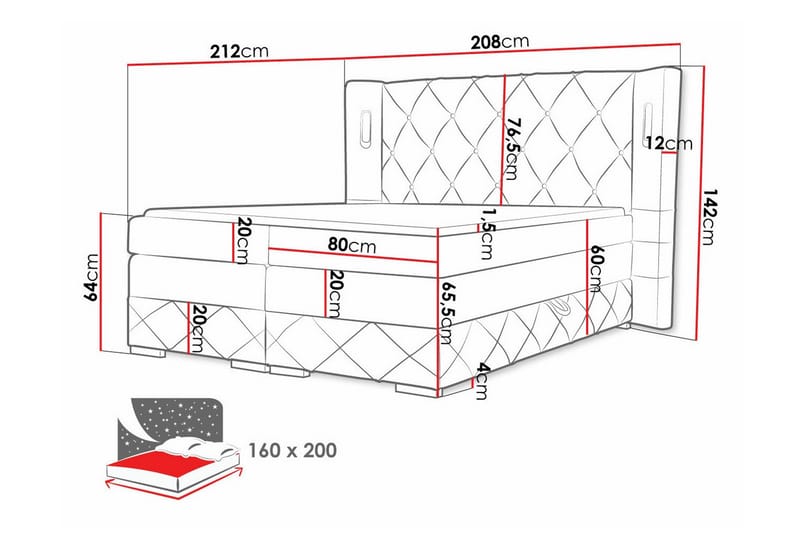 Boisdale Sengeramme 160x200 cm - Gul - Sengeramme & sengestamme