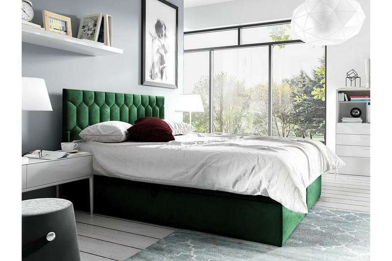 Boisdale Sengeramme 160x200 cm - Mørkegrønn - Sengeramme & sengestamme