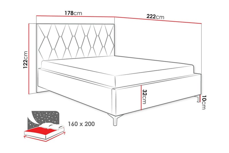 Boisdale Sengeramme 160x200 cm - Mørkerosa - Møbler - Senger - Sengeramme & sengestamme