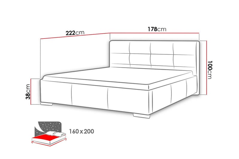 Boisdale Sengeramme 160x200 cm - Rød - Møbler - Senger - Sengeramme & sengestamme