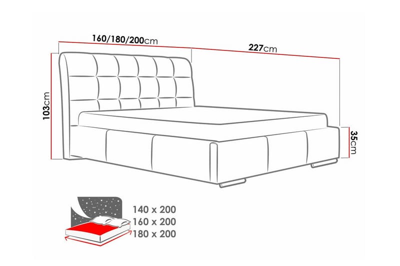 Boisdale Sengeramme 160x200 cm - Svart - Møbler - Senger - Sengeramme & sengestamme