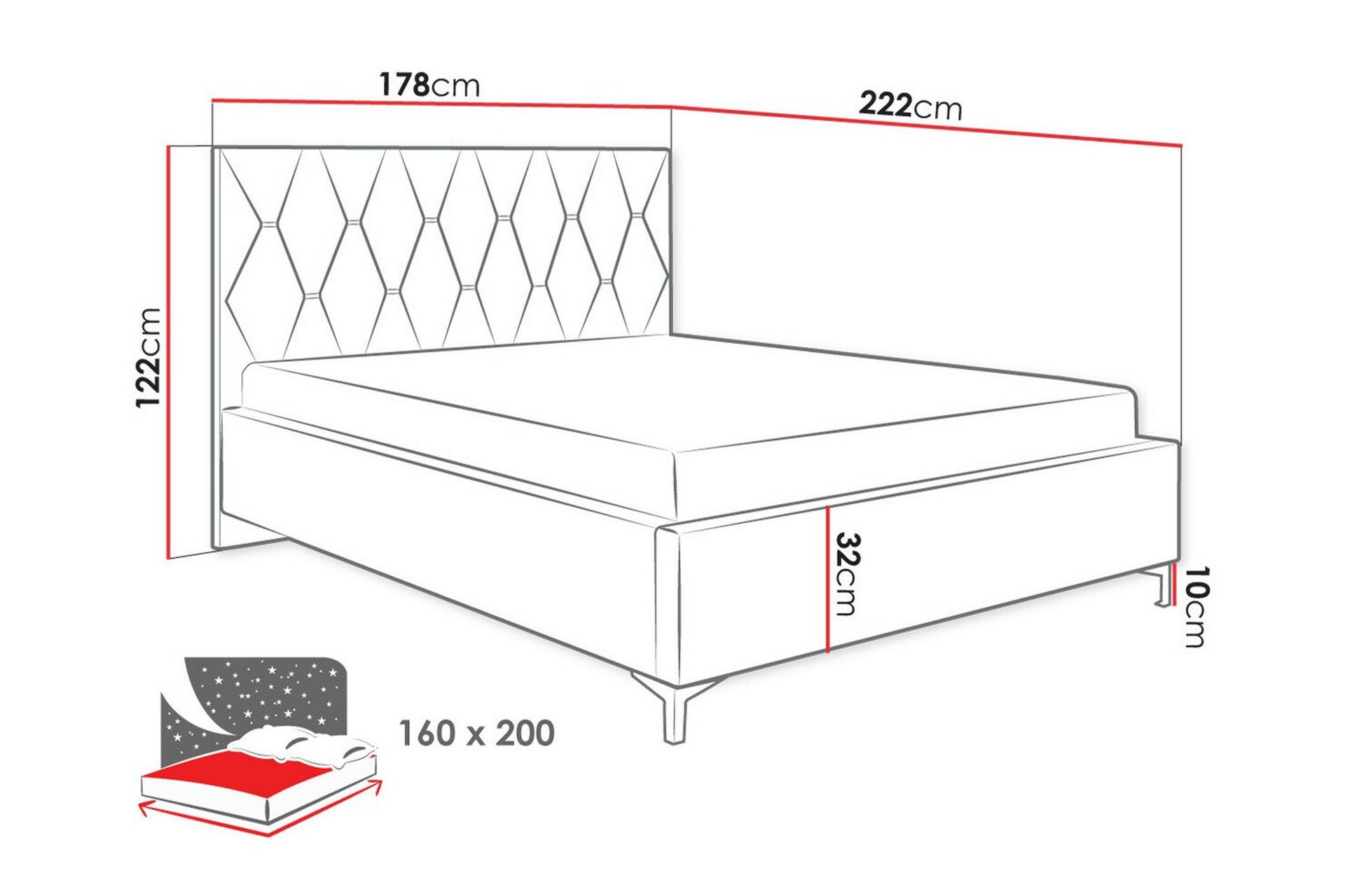 Boisdale Sengeramme 160x200 cm - Svart - Møbler - Senger - Sengeramme & sengestamme