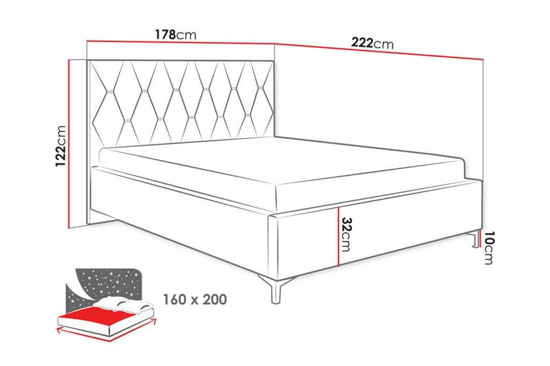 Boisdale Sengeramme 160x200 cm - Svart - Møbler - Senger - Sengeramme & sengestamme