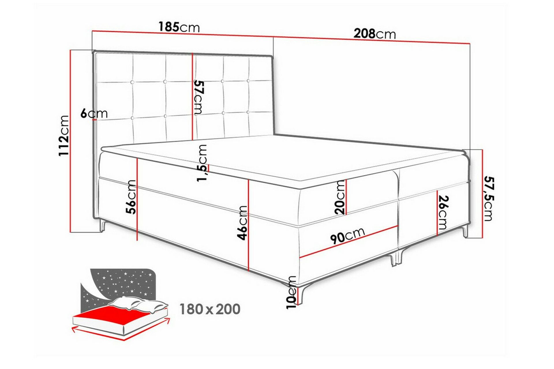 Boisdale Sengeramme 180x200 cm - Beige - Møbler - Senger - Sengeramme & sengestamme