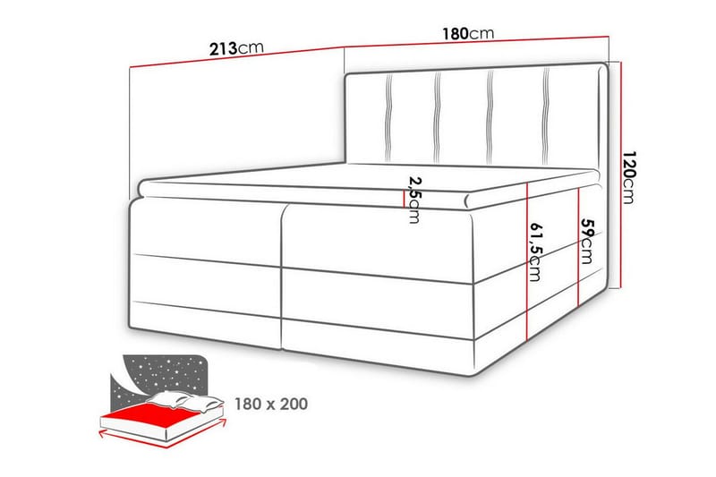 Boisdale Sengeramme 180x200 cm - Lysebrun/Svart - Sengeramme & sengestamme