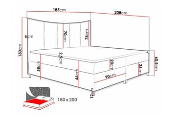 Boisdale Sengeramme 180x200 cm - Mørkerød - Møbler - Senger - Sengeramme & sengestamme
