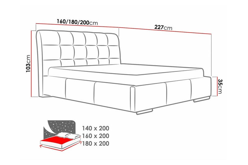 Boisdale Sengeramme 180x200 cm - Svart - Møbler - Senger - Sengeramme & sengestamme