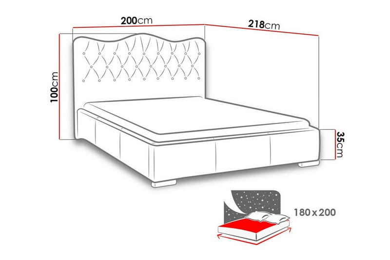 Boisdale Sengeramme 180x200 cm - Svart - Møbler - Senger - Sengeramme & sengestamme