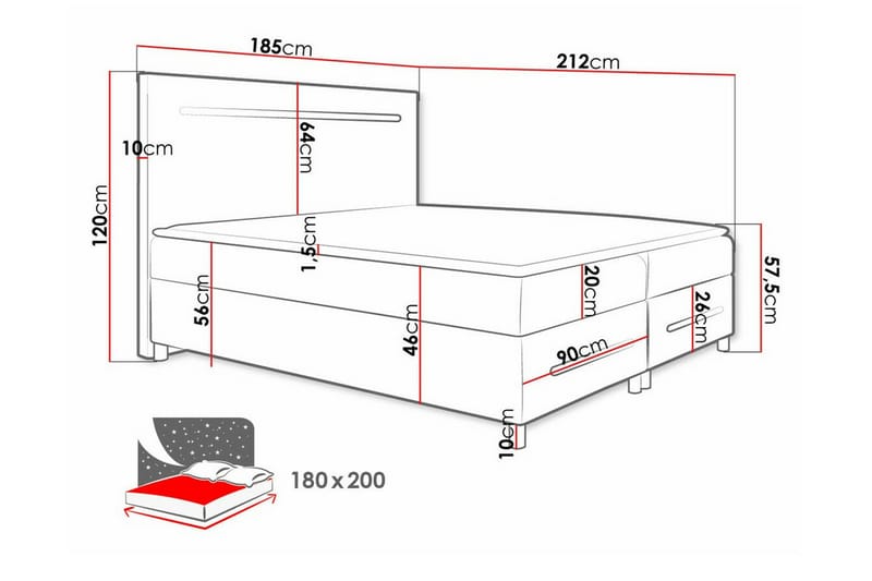 Boisdale Sengeramme 180x200 cm - Svart - Møbler - Senger - Sengeramme & sengestamme