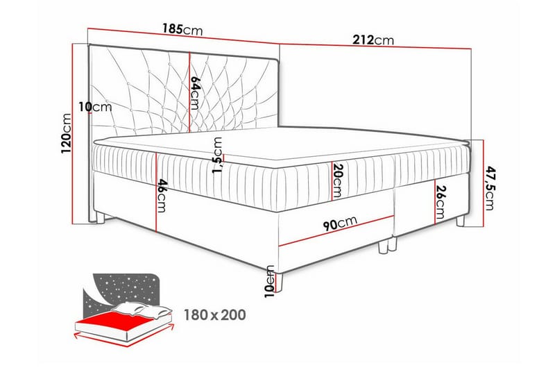 Boisdale Sengeramme 180x200 cm - Turkis - Møbler - Senger - Sengeramme & sengestamme