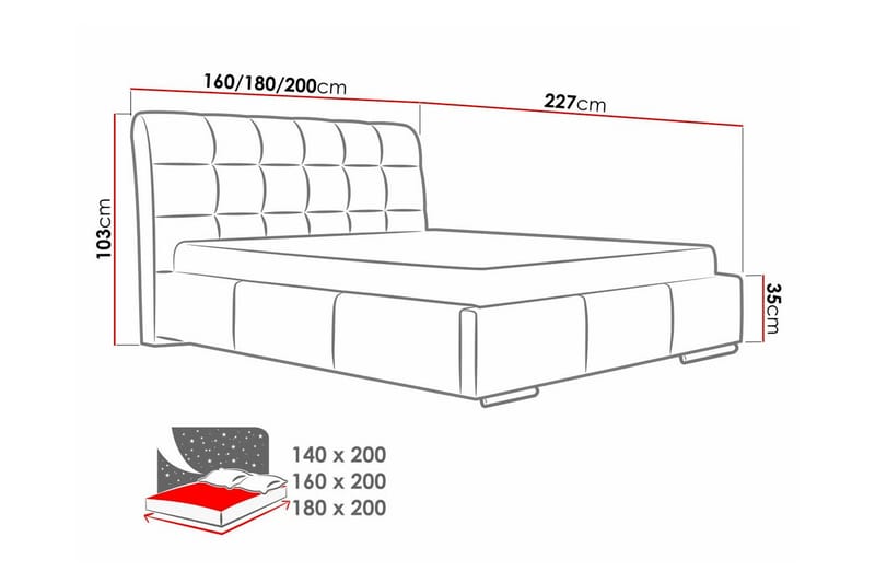 Boisdale Sengeramme 180x200 cm - Møbler - Senger - Sengeramme & sengestamme