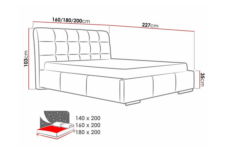 Boisdale Sengeramme 180x200 cm - Møbler - Senger - Sengeramme & sengestamme