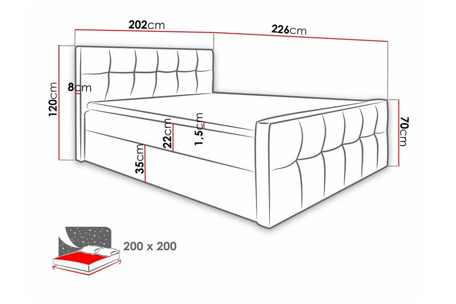 Boisdale Sengeramme 200x200 cm - Beige - Møbler - Senger - Sengeramme & sengestamme