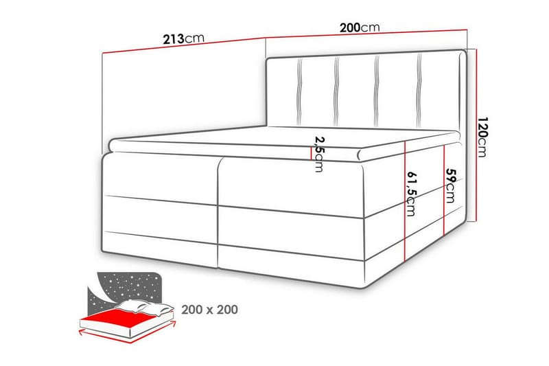 Boisdale Sengeramme 200x200 cm - Lysebrun/Svart - Møbler - Senger - Sengeramme & sengestamme
