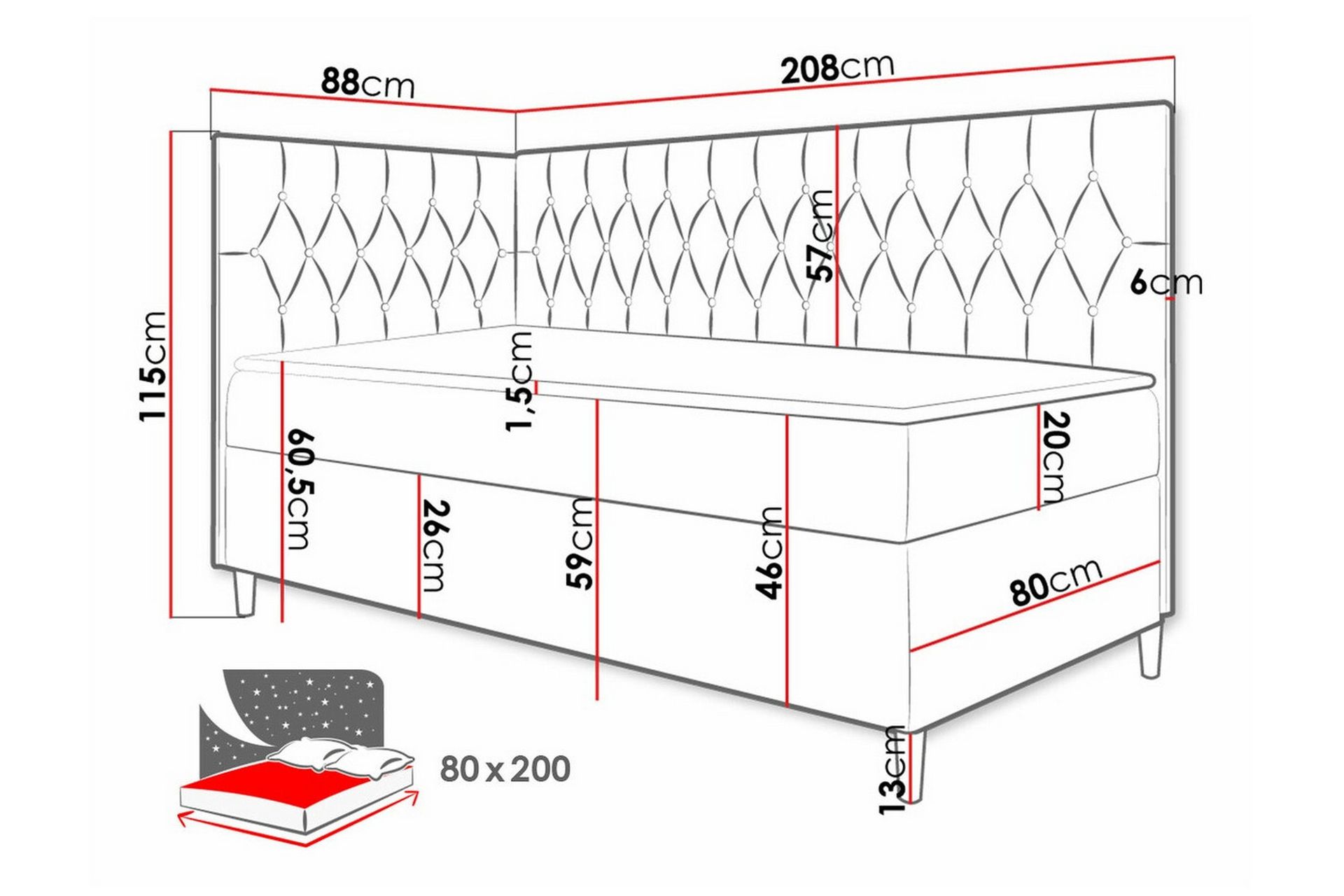 Boisdale Sengeramme 80x200 cm - Beige/Hvit - Møbler - Senger - Sengeramme & sengestamme
