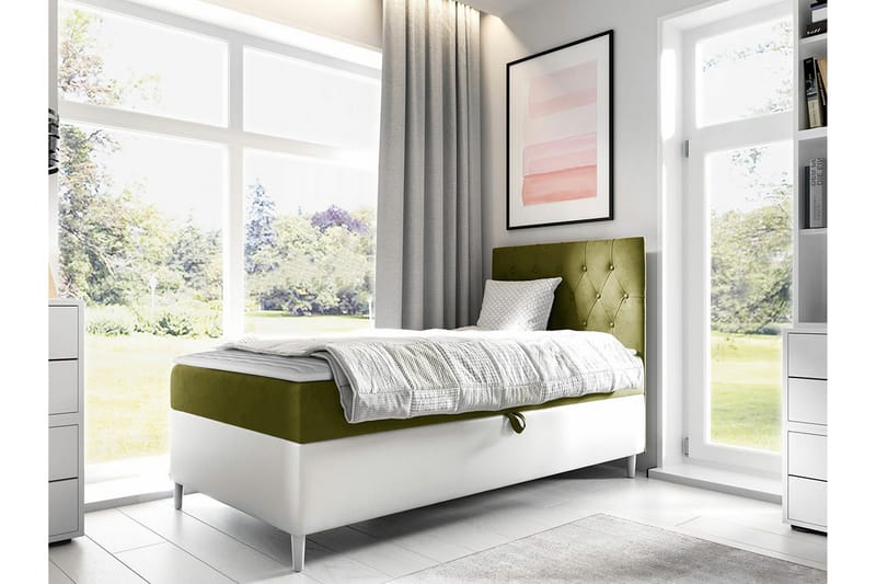 Boisdale Sengeramme 80x200 cm - Grønn/Hvit - Møbler - Senger - Sengeramme & sengestamme