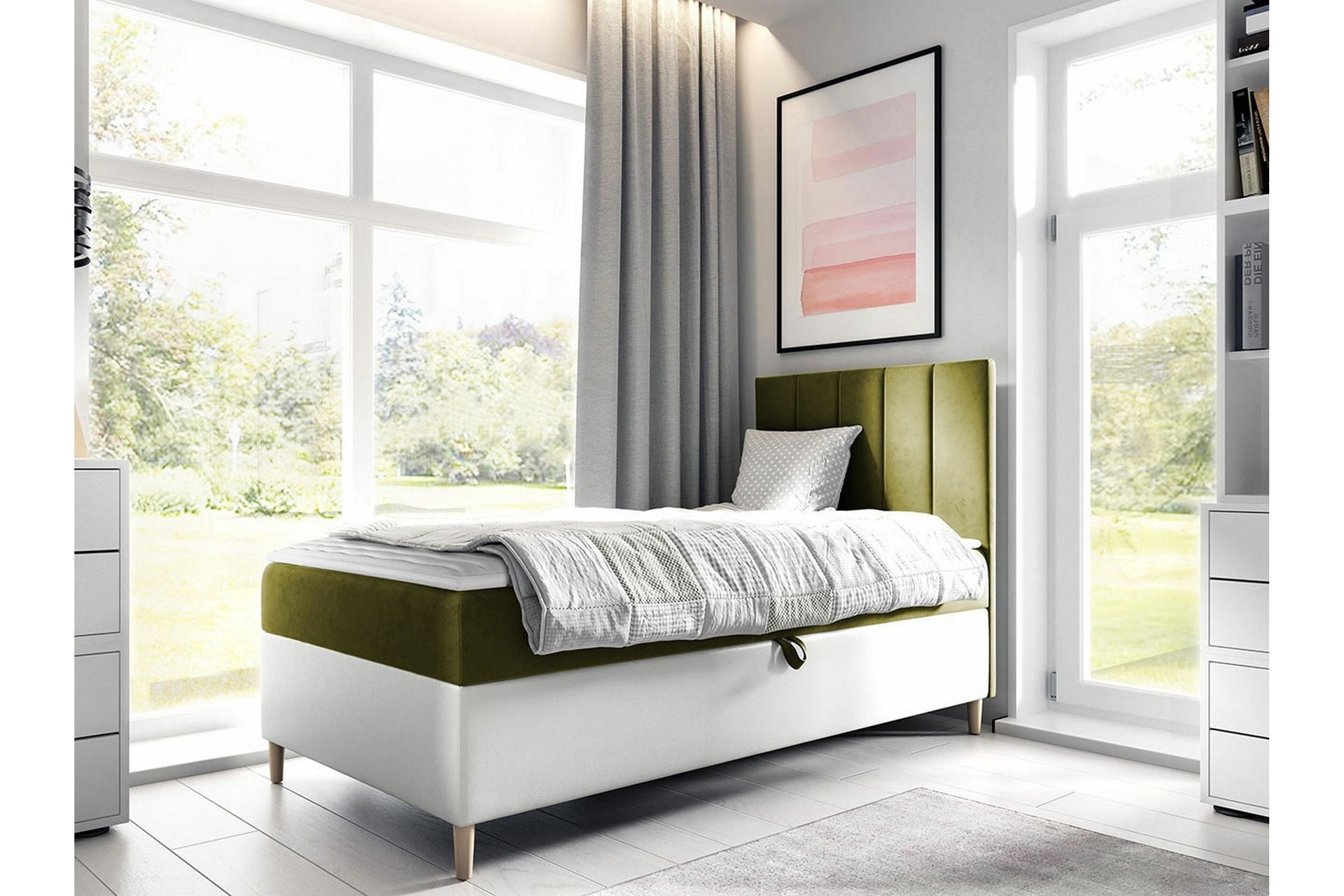 Boisdale Sengeramme 80x200 cm - Grønn/Hvit - Møbler - Senger - Sengeramme & sengestamme