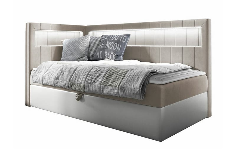 Boisdale Sengeramme 90x200 cm - Beige/Hvit - Møbler - Senger - Sengeramme & sengestamme