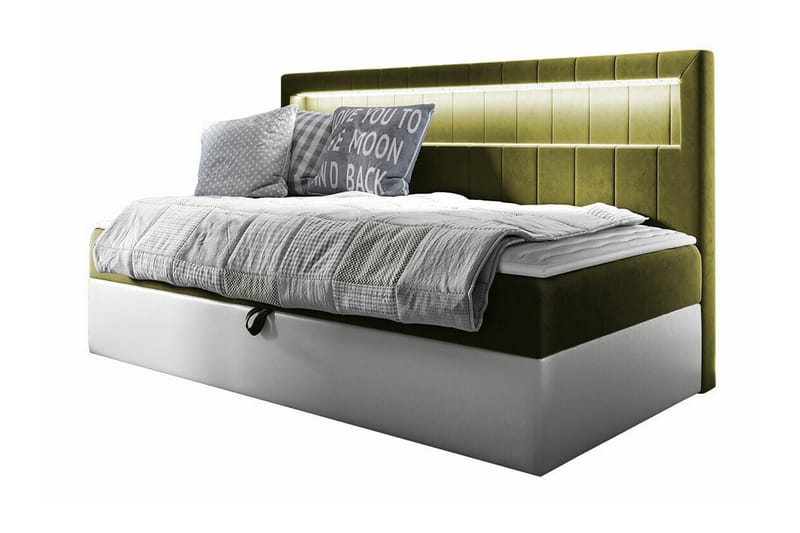 Boisdale Sengeramme 90x200 cm - Grønn/Hvit - Møbler - Senger - Sengeramme & sengestamme