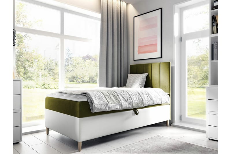 Boisdale Sengeramme 90x200 cm - Grønn/Hvit - Møbler - Senger - Sengeramme & sengestamme